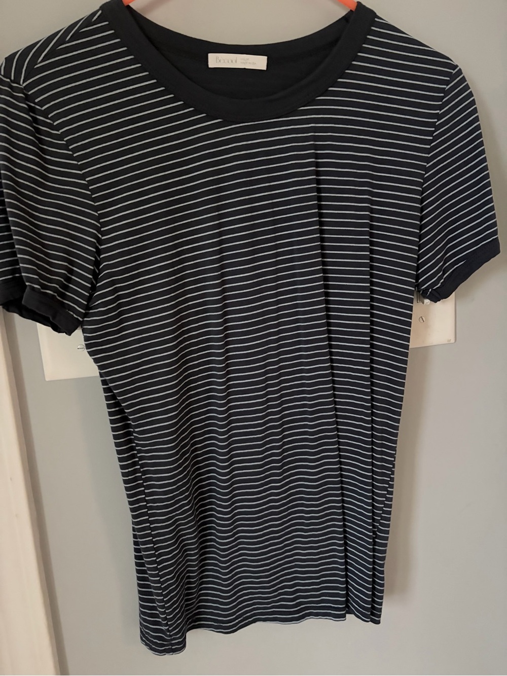 Striped Crewneck Tee in Navy and White